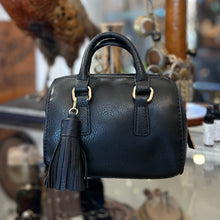 Load image into Gallery viewer, The FLORENCE Black Cylinder Top Handle Mini Duffel Handbag
