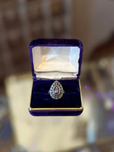 Load image into Gallery viewer, Vintage Sterling Silver Teardrop Shaped Amethyst &amp; Marcasite Ring 8.75
