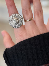 Load image into Gallery viewer, Vintage Signed BEN AMUN by Isaac Manevitz Silver Tone Sun Face Statement Ring US Size 6 1/2
