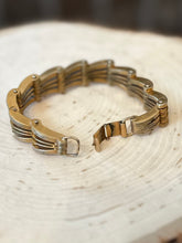 Load image into Gallery viewer, Vintage Midcentury Machine Age Chunky Roller Chain Gold Tone Bracelet Unisex Heavy 7.5”
