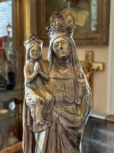 Load image into Gallery viewer, Antique French Anne de Beau St. Anne Silver Tone Metal Religious Statue 7.75” Made in France
