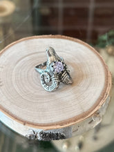 Load image into Gallery viewer, Vintage Sterling Silver &amp; Lavender Cubic Zirconia Ram Head Statement Ring Aries US Size 9 1/4
