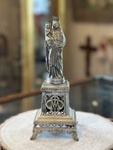 Load image into Gallery viewer, Antique French Anne de Beau St. Anne Silver Tone Metal Religious Statue 7.75” Made in France
