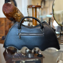 Load image into Gallery viewer, BAT CAVE Black Faux Leather Spider Top Handle Clutch or Crossbody
