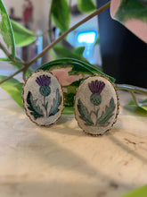Load image into Gallery viewer, Vintage Pair of Foxglove Plant Bullet Back Cufflinks Bisque &amp; Silver Tone Poisonous Flower

