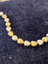 Load image into Gallery viewer, Vintage Sterling Silver Two Tone Alternating Silver &amp; Gold Heart Link Bracelet Italy 7”
