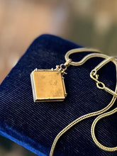 Load image into Gallery viewer, Vintage Gold Filled Blue Cabochon Locket on Signed AMERIKANER Andreas Daub Gold Plated Chain Pendant Necklace 27.25”
