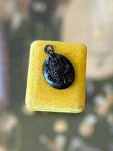 Load image into Gallery viewer, Antique Victorian Gutta Percha Grapes w/ Leaves Mourning Locket Pendant Etched
