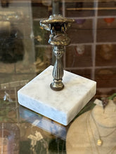 Load image into Gallery viewer, Vintage Brass Victorian Style Hand Clip on Square Marble Base 4.5” Midcentury
