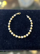 Load image into Gallery viewer, Vintage Sterling Silver Two Tone Alternating Silver &amp; Gold Heart Link Bracelet Italy 7”
