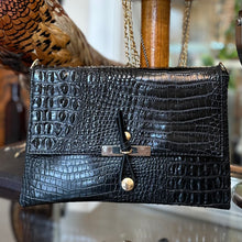 Load image into Gallery viewer, The PARK AVE Crossbody Bag in Black Croc
