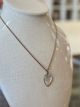 Load image into Gallery viewer, Vintage Gold Filled Glass Crucifix Intaglio Heart Shaped Pendant Necklace 24&quot;
