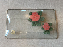 Load image into Gallery viewer, Vintage Clear Glass Roses Rectangle Plate by Chance Glass - Made in England
