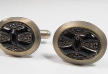 Load image into Gallery viewer, Vintage Victorian Style Black Glass &amp; Marcasite Men&#39;s Cufflinks Cuff Links
