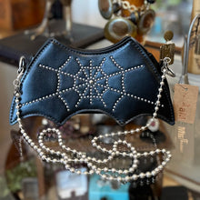 Load image into Gallery viewer, BATLETTE Mini Black Bat Embellished Spider Web Clutch or Crossbody Bag
