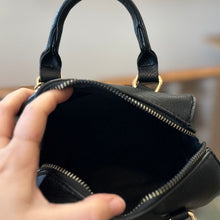 Load image into Gallery viewer, The FLORENCE Black Cylinder Top Handle Mini Duffel Handbag
