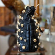 Load image into Gallery viewer, CBGB Black Faux Leather Multi Metal Studded Shoulder Bag
