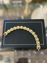 Load image into Gallery viewer, Vintage Crown Trifari Faux Pearl &amp; Brushed Textured Gold Tone Wreath Bracelet
