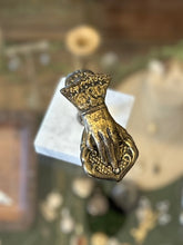 Load image into Gallery viewer, Vintage Brass Victorian Style Hand Clip on Square Marble Base 4.5” Midcentury
