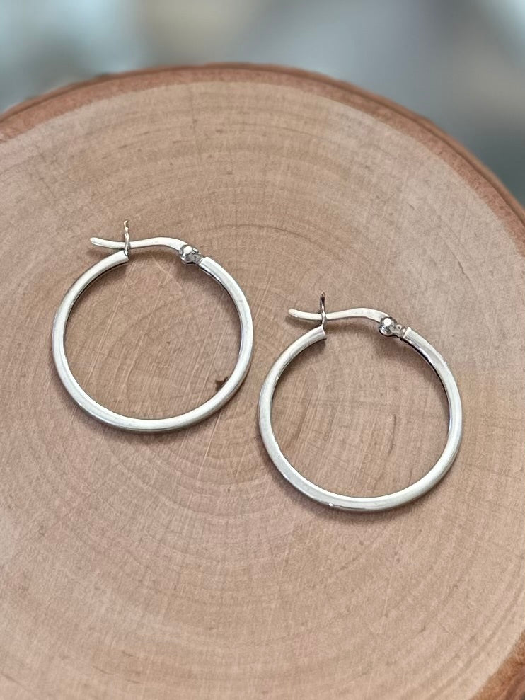 Vintage Sterling Silver 925 Thin Hoop Earrings Silver Hoops Minimalist