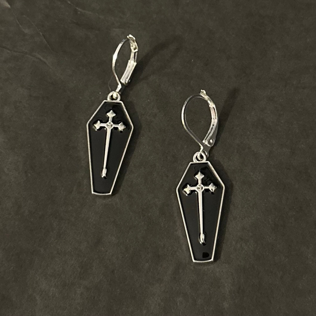 Handmade Til Death Casket Earrings