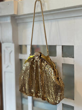 Load image into Gallery viewer, Vintage 1950s Whiting &amp; Davis Co. Gold Tone Mesh Rhinestone Jeweled Clasp Handbag Purse Small
