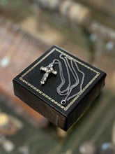 Load image into Gallery viewer, Vintage Sterling Silver Rhinestone Stanhope Cross Pendant Necklace Lord&#39;s Prayer

