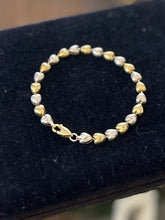 Load image into Gallery viewer, Vintage Sterling Silver Two Tone Alternating Silver &amp; Gold Heart Link Bracelet Italy 7”
