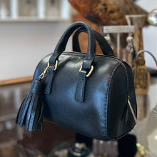 Load image into Gallery viewer, The FLORENCE Black Cylinder Top Handle Mini Duffel Handbag
