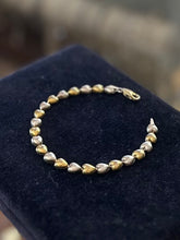 Load image into Gallery viewer, Vintage Sterling Silver Two Tone Alternating Silver &amp; Gold Heart Link Bracelet Italy 7”
