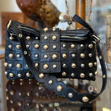 Load image into Gallery viewer, CBGB Black Faux Leather Multi Metal Studded Shoulder Bag
