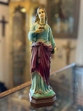 Load image into Gallery viewer, Vintage St. Lucy Chalkware Statue Patron Saint of the Blind Eyes on Platter 11.5&quot;
