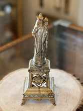 Load image into Gallery viewer, Antique French Anne de Beau St. Anne Silver Tone Metal Religious Statue 7.75” Made in France
