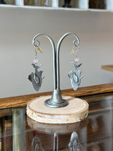 Load image into Gallery viewer, Vintage Unsigned ARTISAN Sterling Silver &amp; Rose Quartz Bead Fish Dangle Drop Earrings Unique Statement
