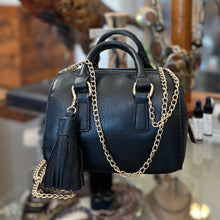 Load image into Gallery viewer, The FLORENCE Black Cylinder Top Handle Mini Duffel Handbag
