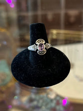 Load image into Gallery viewer, Vintage Ring Sterling Silver Marcasite &amp; Faceted Amethyst Purple Stone Bezel US Size 8
