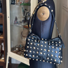 Load image into Gallery viewer, CBGB Black Faux Leather Multi Metal Studded Shoulder Bag
