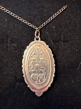 Load image into Gallery viewer, Vintage Ornate Sterling Silver Saint Mary Virgin Mary Miraculous Medal Religious Pendant Necklace in Box
