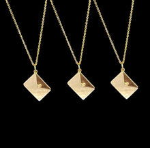Load image into Gallery viewer, Gold Tone Mother of Pearl Envelope Pendant Necklace
