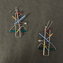 Load image into Gallery viewer, Abstract Artisan Multicolor Dangle Earrings
