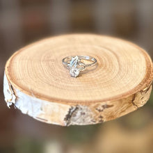 Load image into Gallery viewer, Sterling Silver Leaf &amp; Cubic Zirconia Ring
